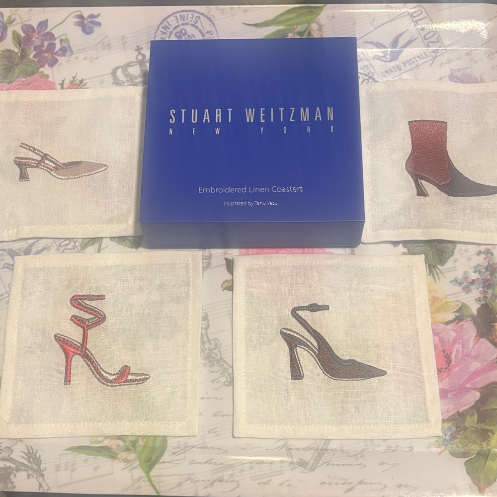 Stuart Weitzman Embroidered Heel Coasters Set